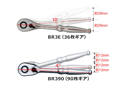 KTC 9.5 sq. Ratchet Handle BR390 3/8” - Image 2