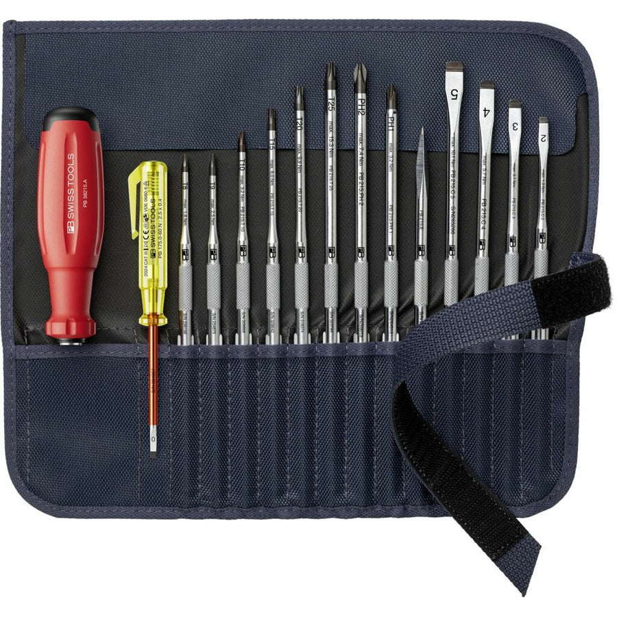 PB Swiss PB 38222.GY SwissGrip Evo inter.bl. set roll-up case, 15 Pieces