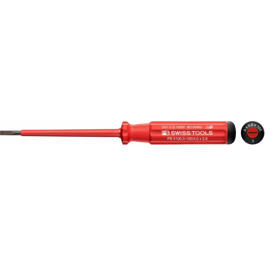 PB Swiss Tools PB 5100.3-100/4 Classic VDE Screwdriver, Slotted, Size 3 - Image 2