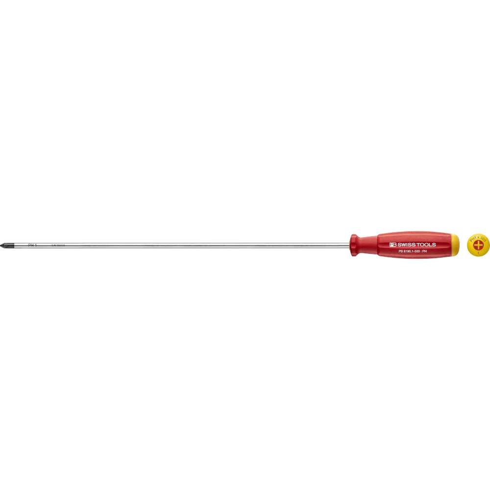 PB Swiss Tools 8190.1-300
SwissGrip screwdriver Phillips size PH1, extra long