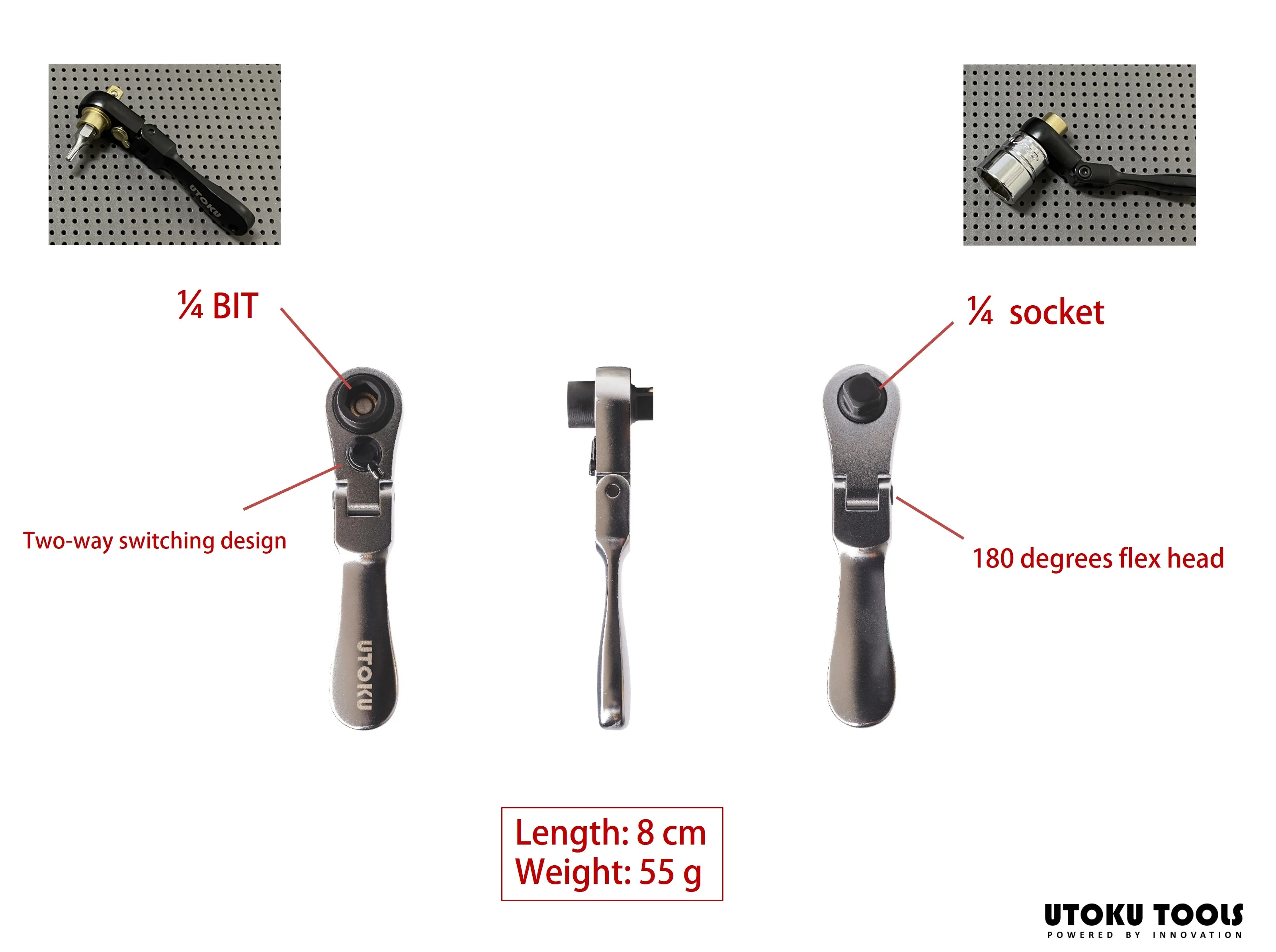 UTOKU TOOLS mini ratchet - red - Image 3