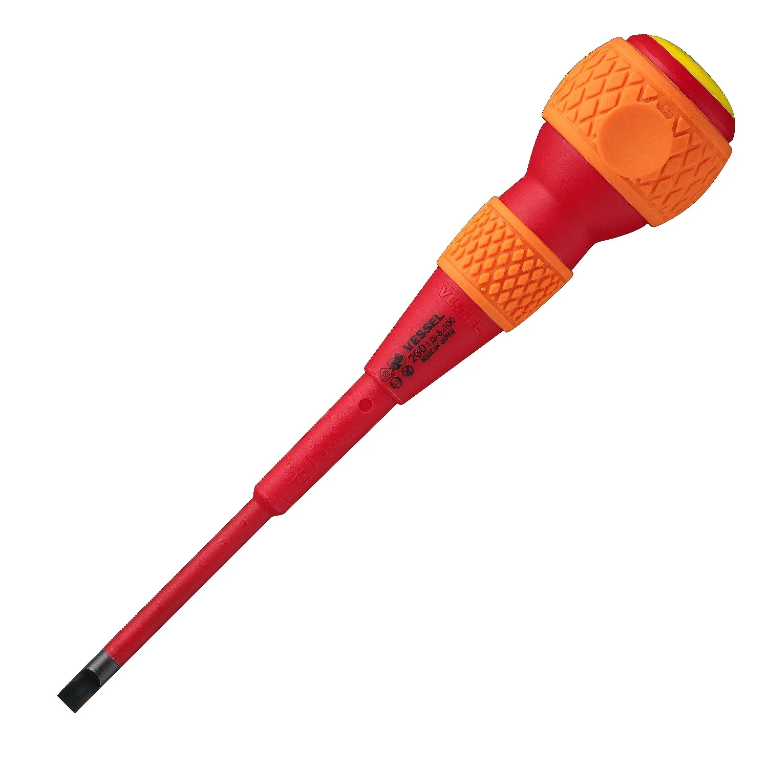 Vessel Ball-Grip Insulated Screwdriver No.200(Slotted 6 x 1.0 x 100) - Image 2